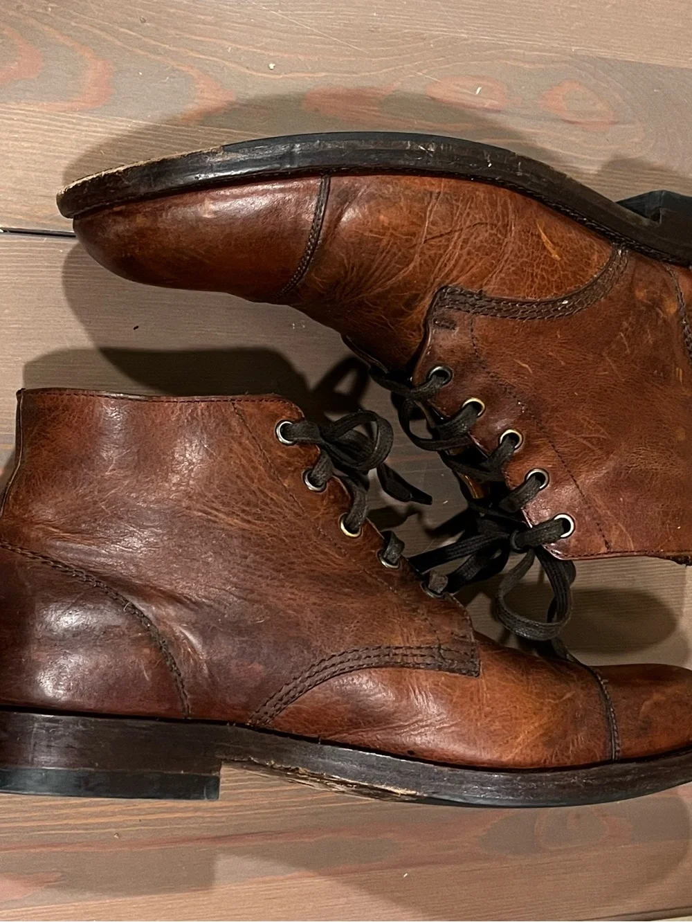 Frye Chukka Ankle Boots Size 10 Brown Leather Lace Up Casual Minimalist Designer